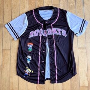 Rugrats Nickelodeon Black and Pink Baseball Style Jersey Shirt Size Medium